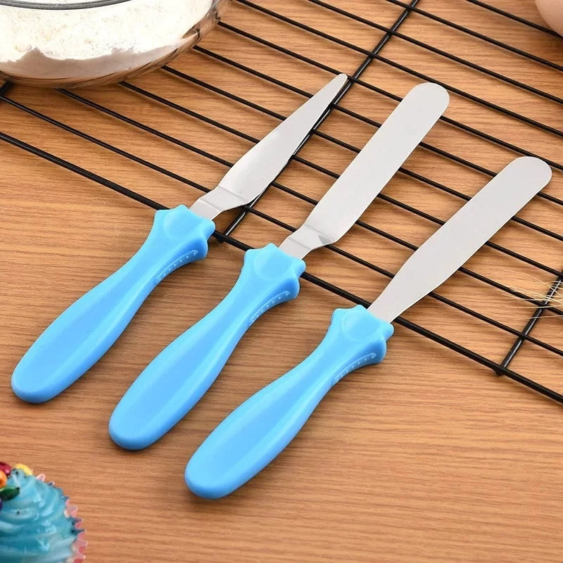 Kit 3 Espátulas Confeiteiro Para Bolos Decorados Em Inox Multiuso