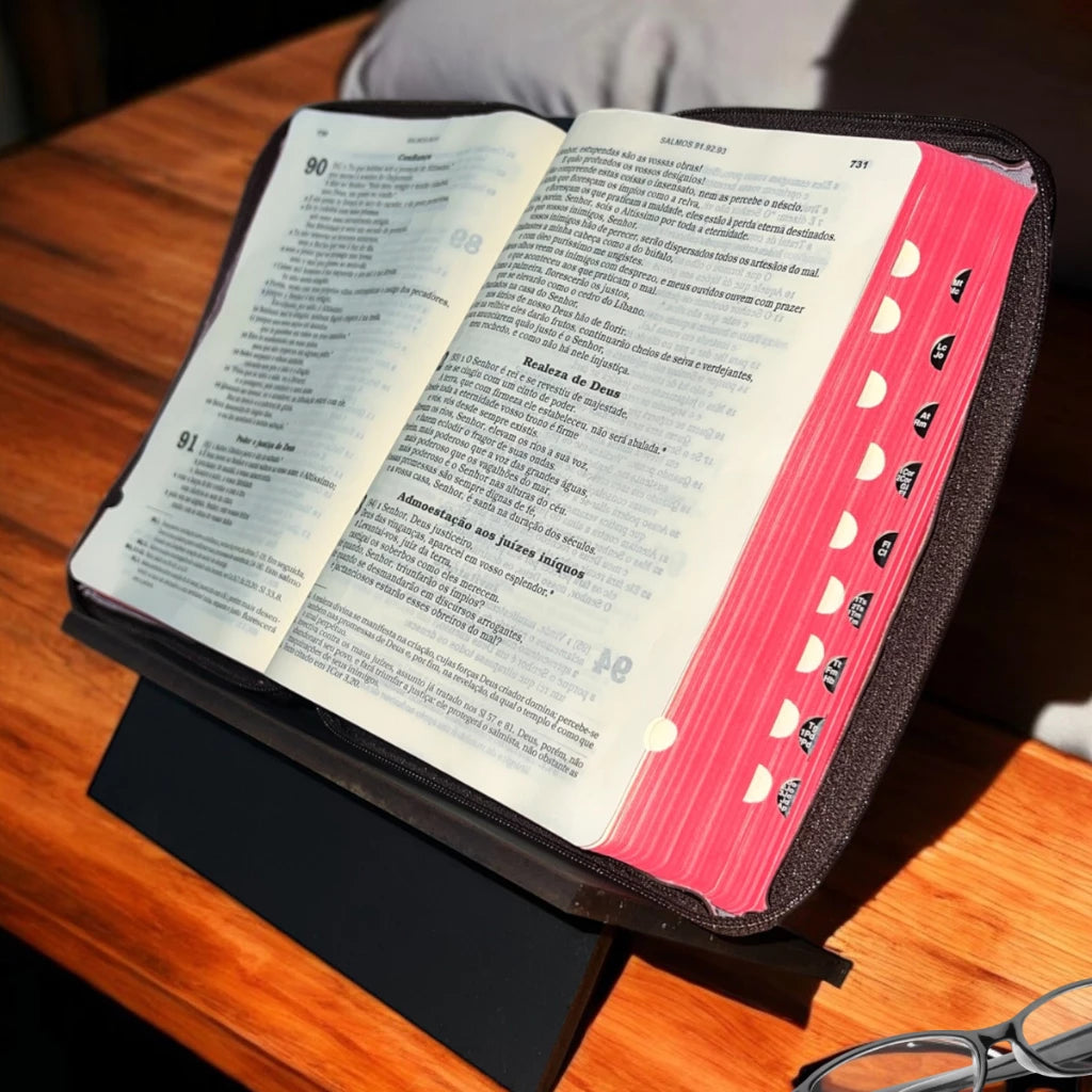 Suporte Porta Livro Bíblia MDF 6mm Organizador Resistente Decorativo Leitura Estudo