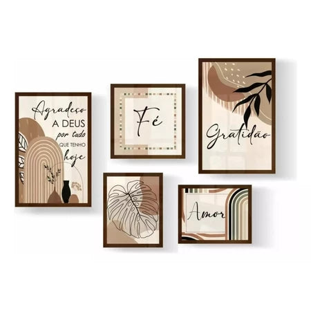 Kit 5 Quadros Decorativos Frases