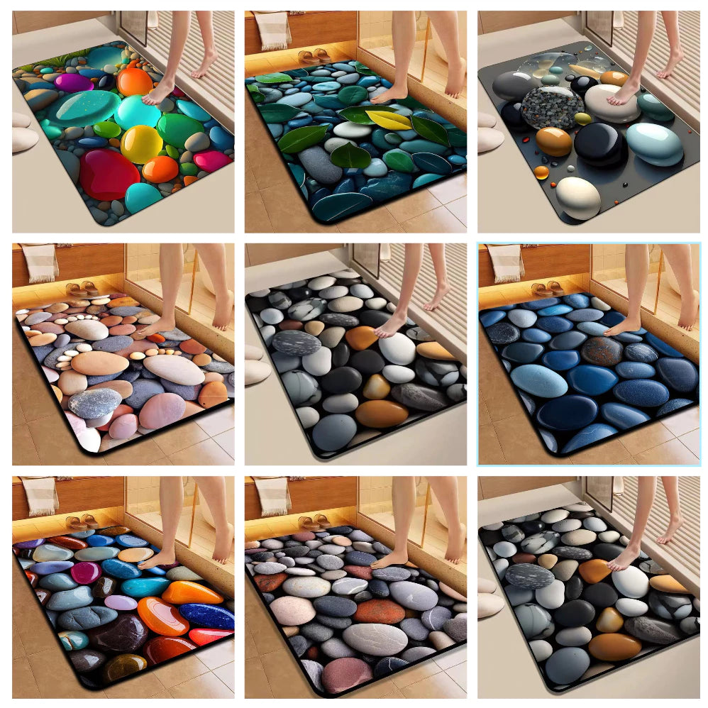 Tapete Estilo 5D De Secagem Rápida Em Microfibra Antiderrapante Para Banheiro / Porta De Entrada