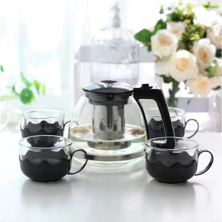 Conjunto De Jarra 1,1L Com Infusor E Xícaras 150mL Para Chá