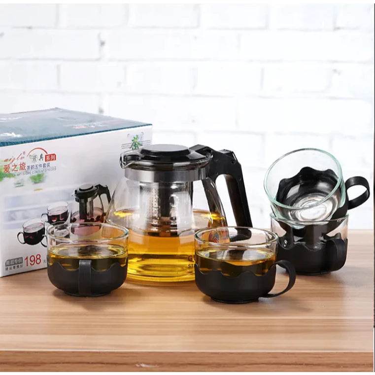 Conjunto De Jarra 1,1L Com Infusor E Xícaras 150mL Para Chá