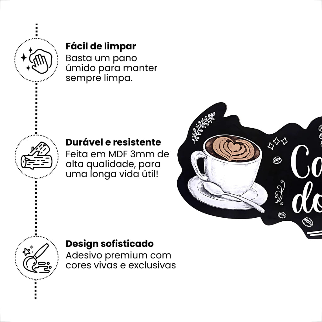 Quadro Decora o Cantinho do Café Acabamento a Laser