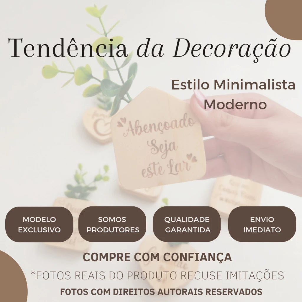 Kit Imãs de Geladeira em Madeira com Flores e Frases