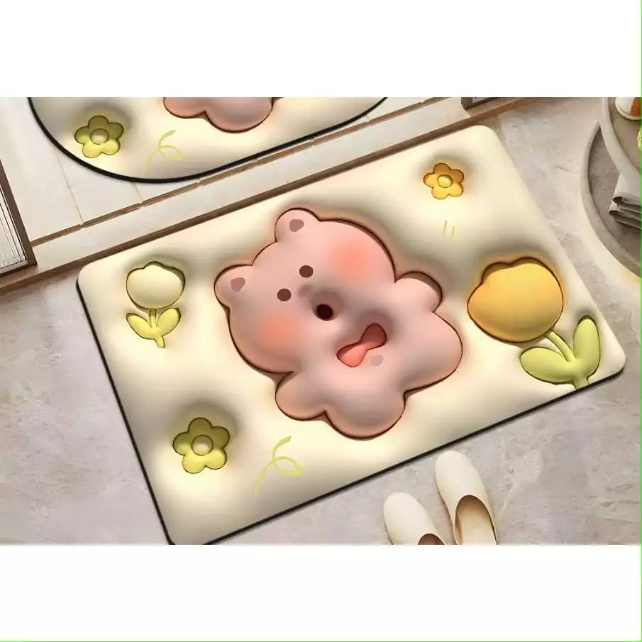 Tapete de Banheiro Efeito 3D Antiderrapante Super Absorvente