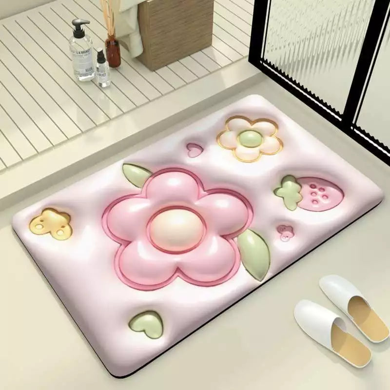 Tapete de Banheiro Efeito 3D Antiderrapante Super Absorvente