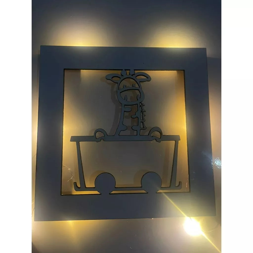 KIT COM 3 Luminárias Safari Baby MDF 50x17 de parede – Luz Suave e Design Divertido!