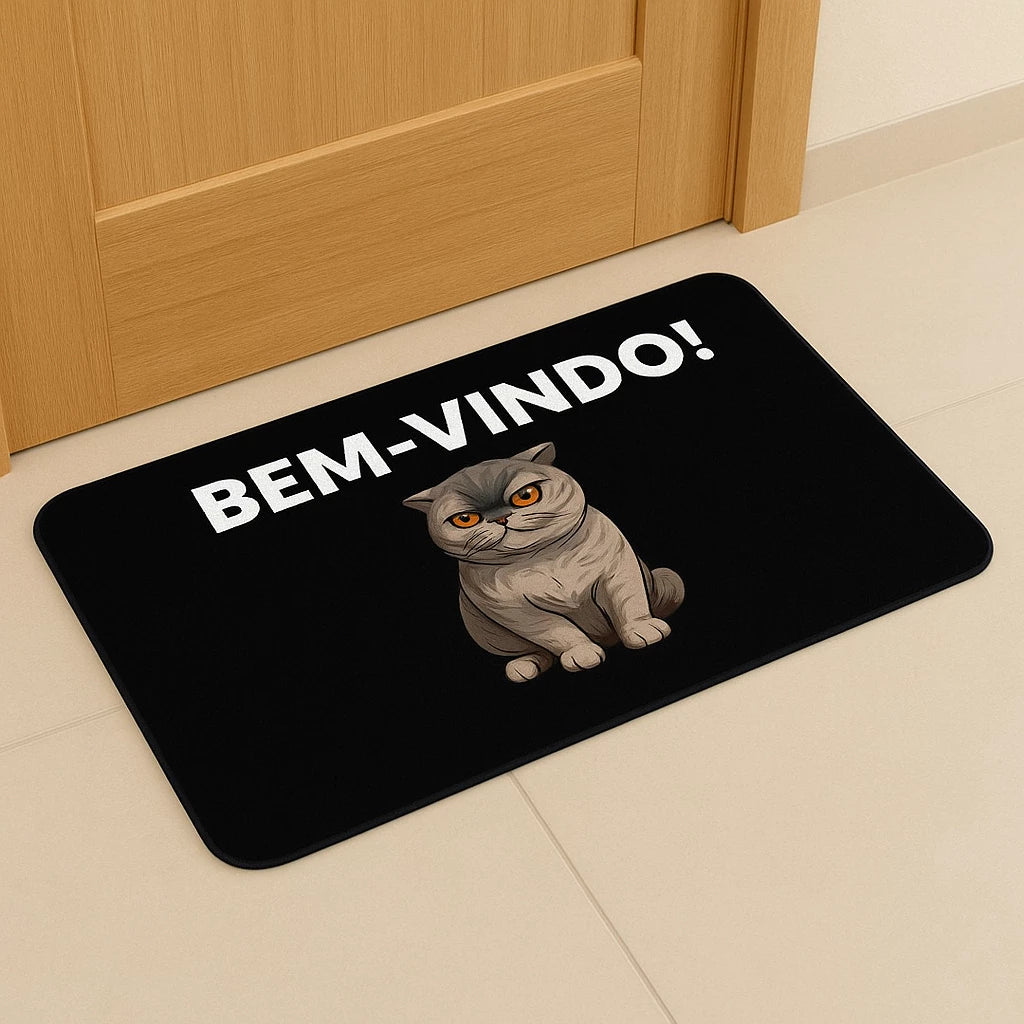 Tapete Antiderrapante Gatos, Cães, Frases | Decoração Porta ou Banheiro