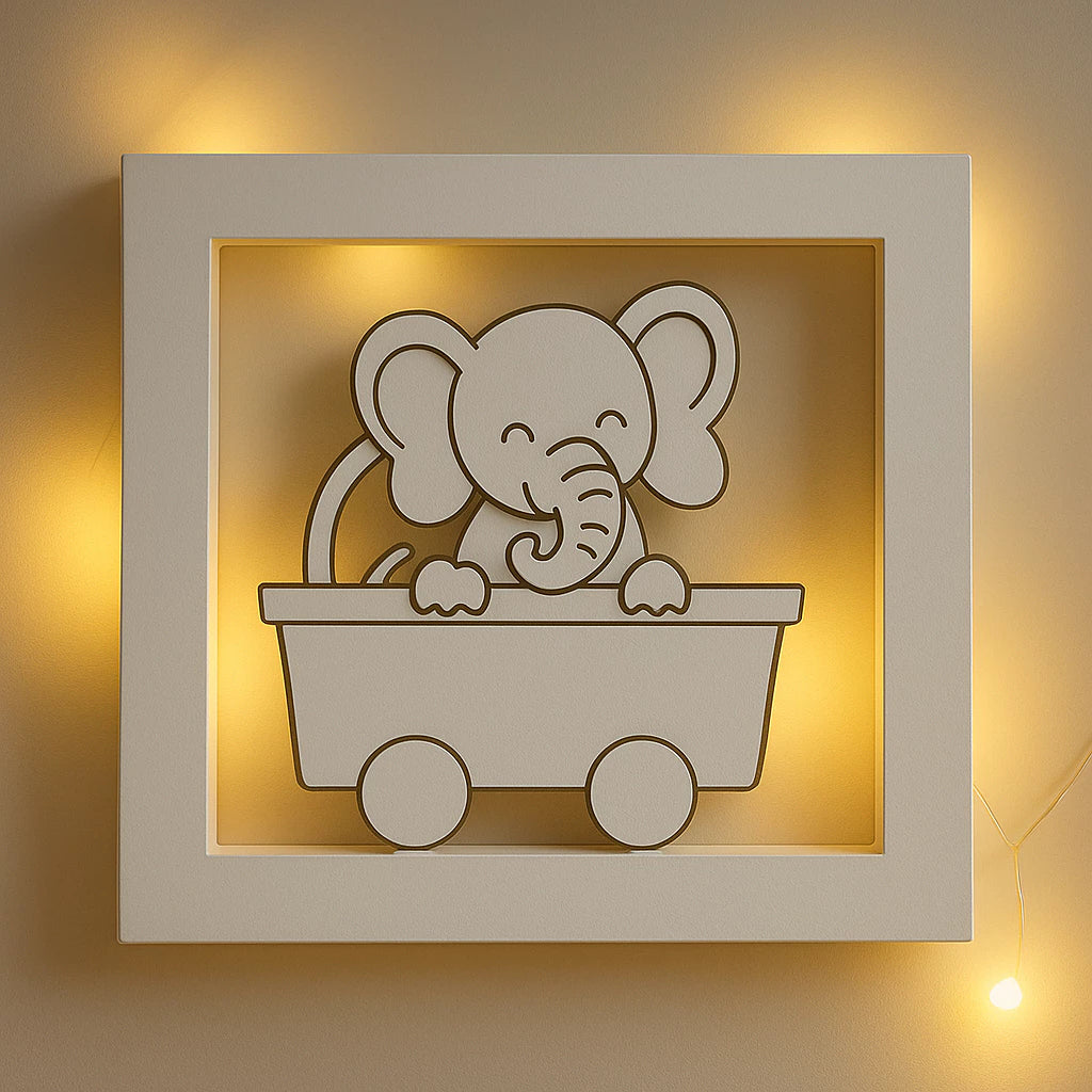 KIT COM 3 Luminárias Safari Baby MDF 50x17 de parede – Luz Suave e Design Divertido!