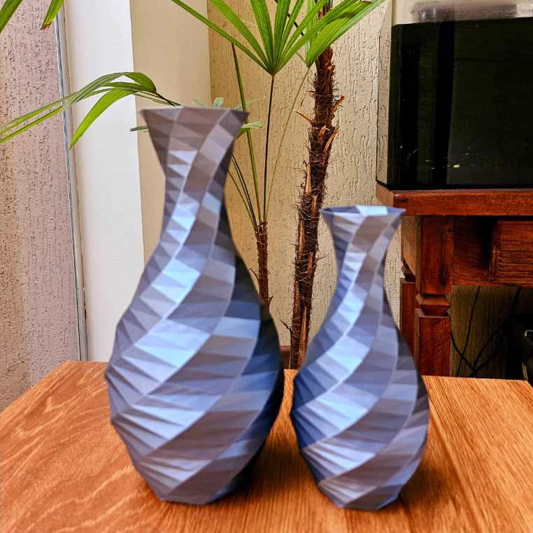 Kit 2 Vasos Decorativos Geométricos Decoração Sala