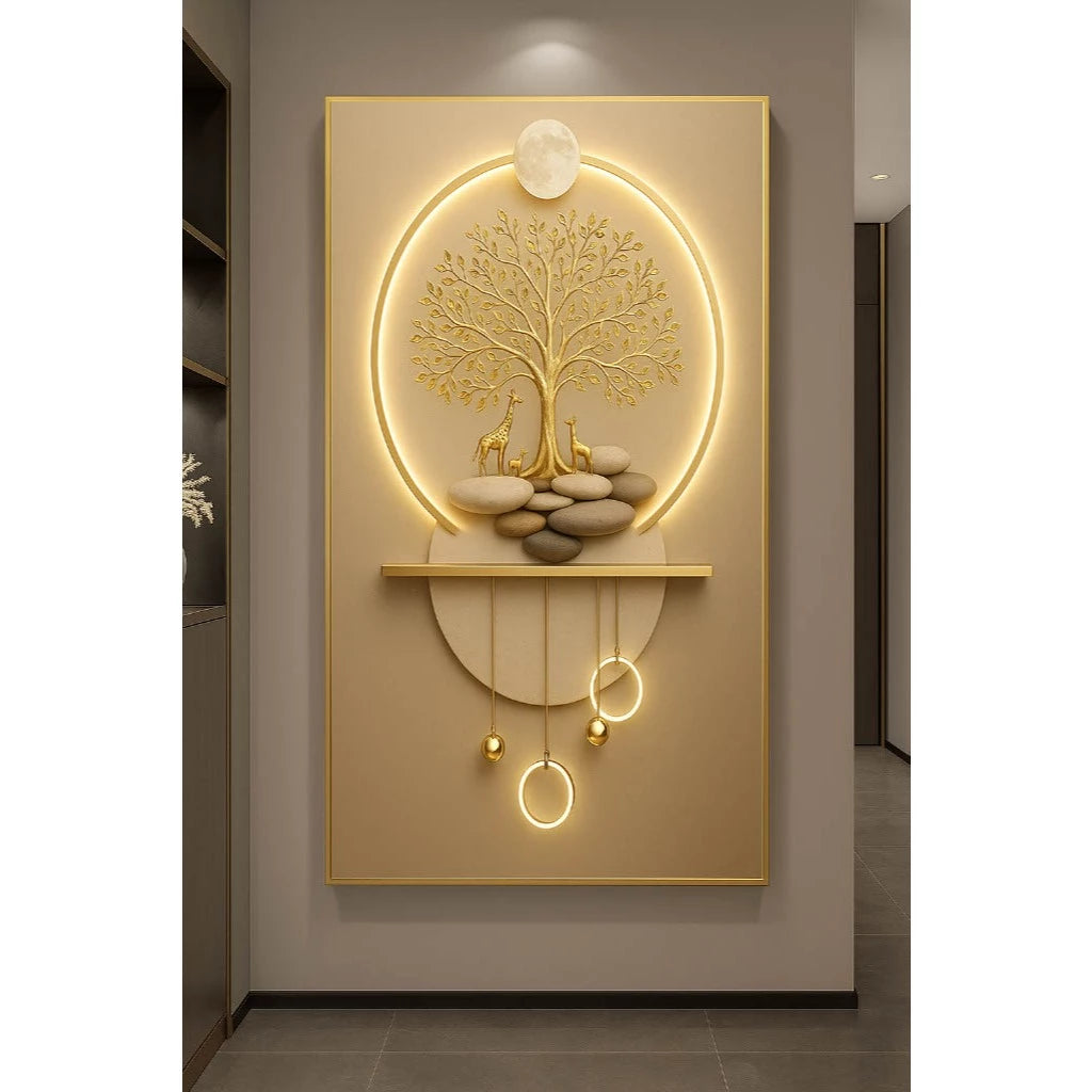 Quadro Decorativo Sala Luxuoso Árvore Dourada Gold Casa Nova