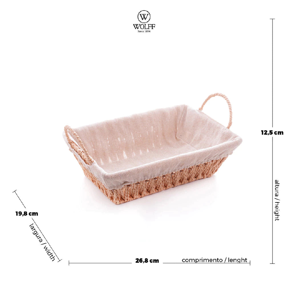 Kit 3 Cestos Organizadores de Palha/Bambu Multiuso com Forro