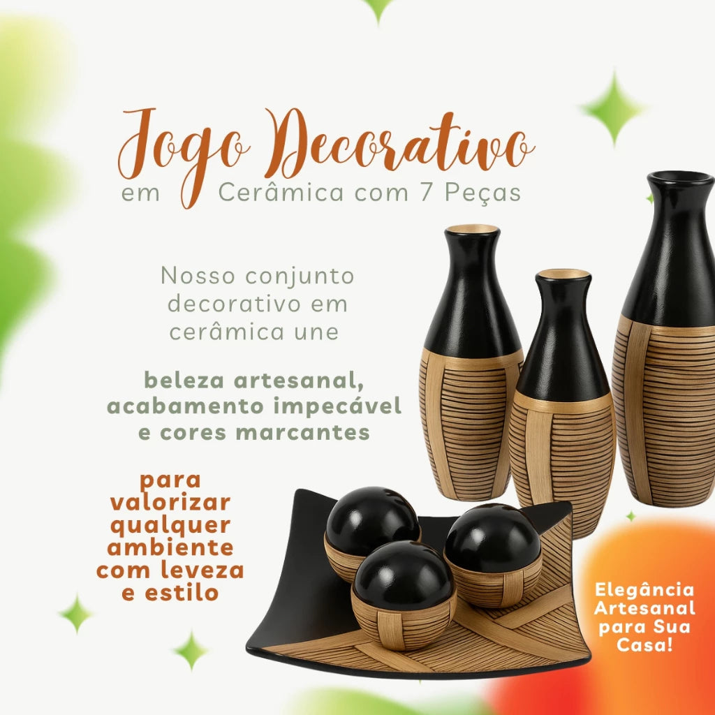 Conjunto 7 Peças de Ceramica para Decoração