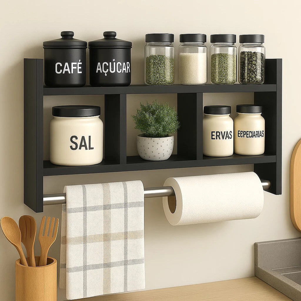 Nicho Porta Papel Toalha e Condimentos Cozinha Banheiro 100% MDF BRANCO