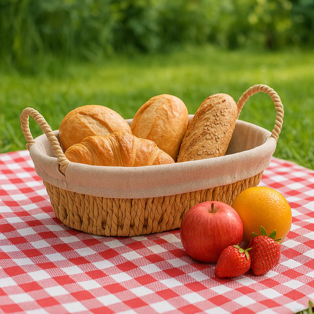 Kit 3 Cestos Organizadores de Palha/Bambu Multiuso com Forro