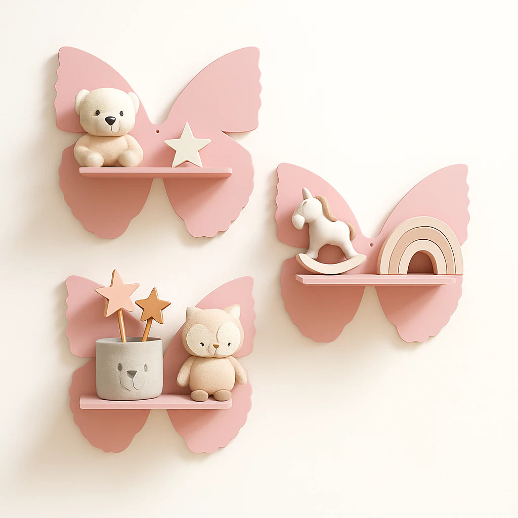 Kit Prateleira Borboleta Nicho em MDF 3 peças