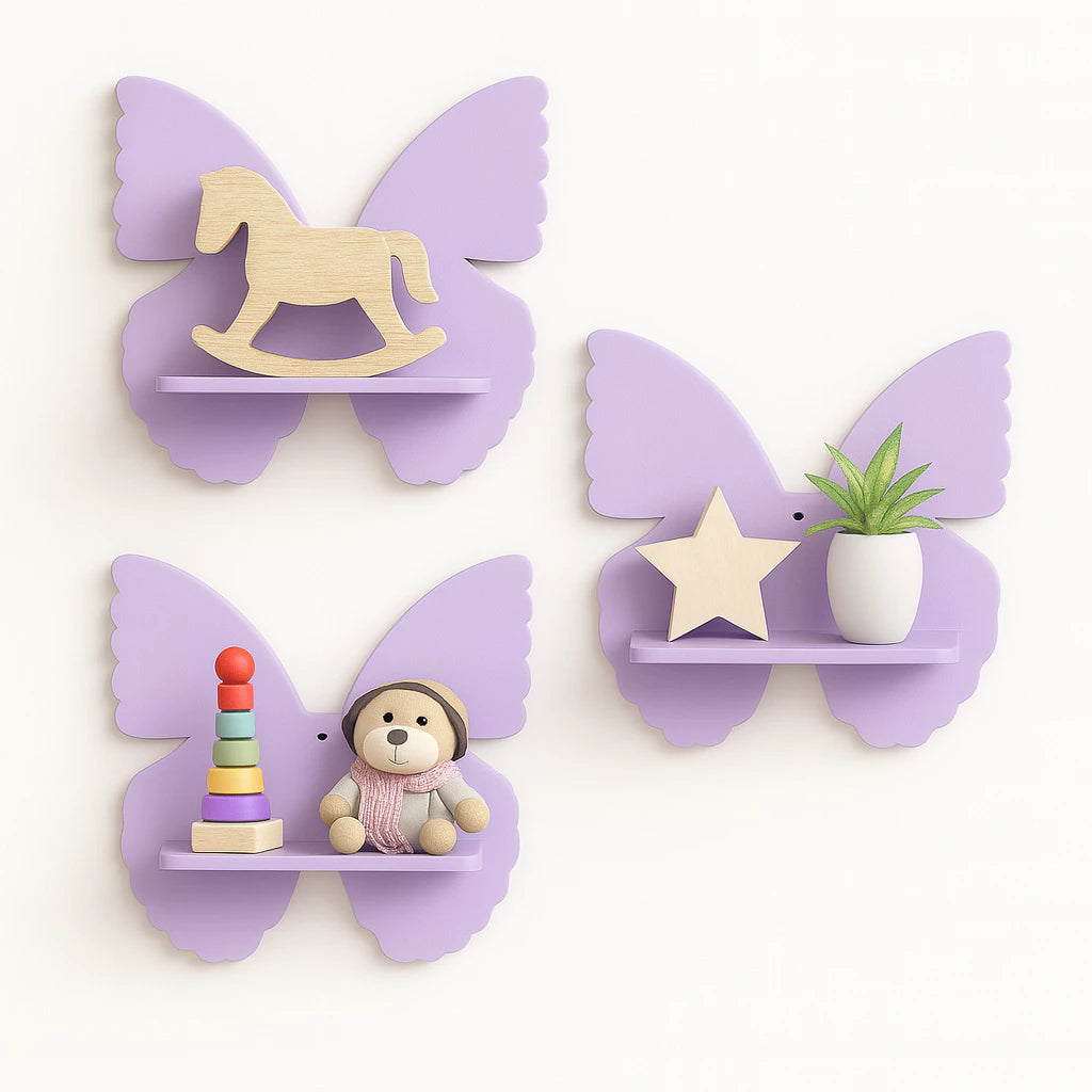 Kit Prateleira Borboleta Nicho em MDF 3 peças