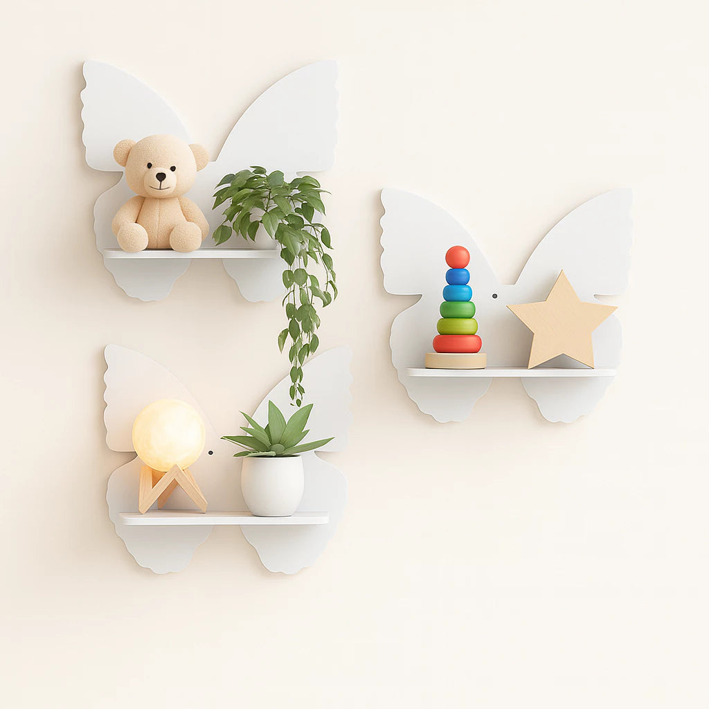 Kit Prateleira Borboleta Nicho em MDF 3 peças