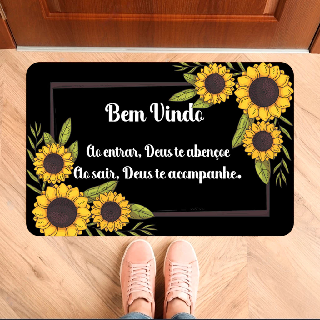 Tapete Antiderrapante Costura Reforçada - Versículo - Evangélico - Oração