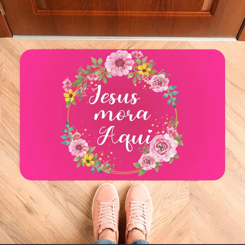 Tapete Antiderrapante Costura Reforçada - Versículo - Evangélico - Oração