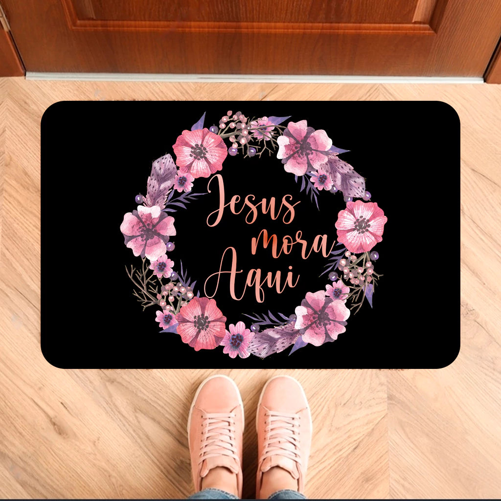 Tapete Antiderrapante Costura Reforçada - Versículo - Evangélico - Oração