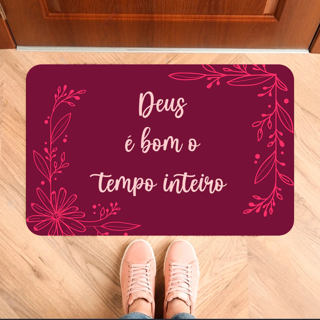 Tapete Antiderrapante Costura Reforçada - Versículo - Evangélico - Oração