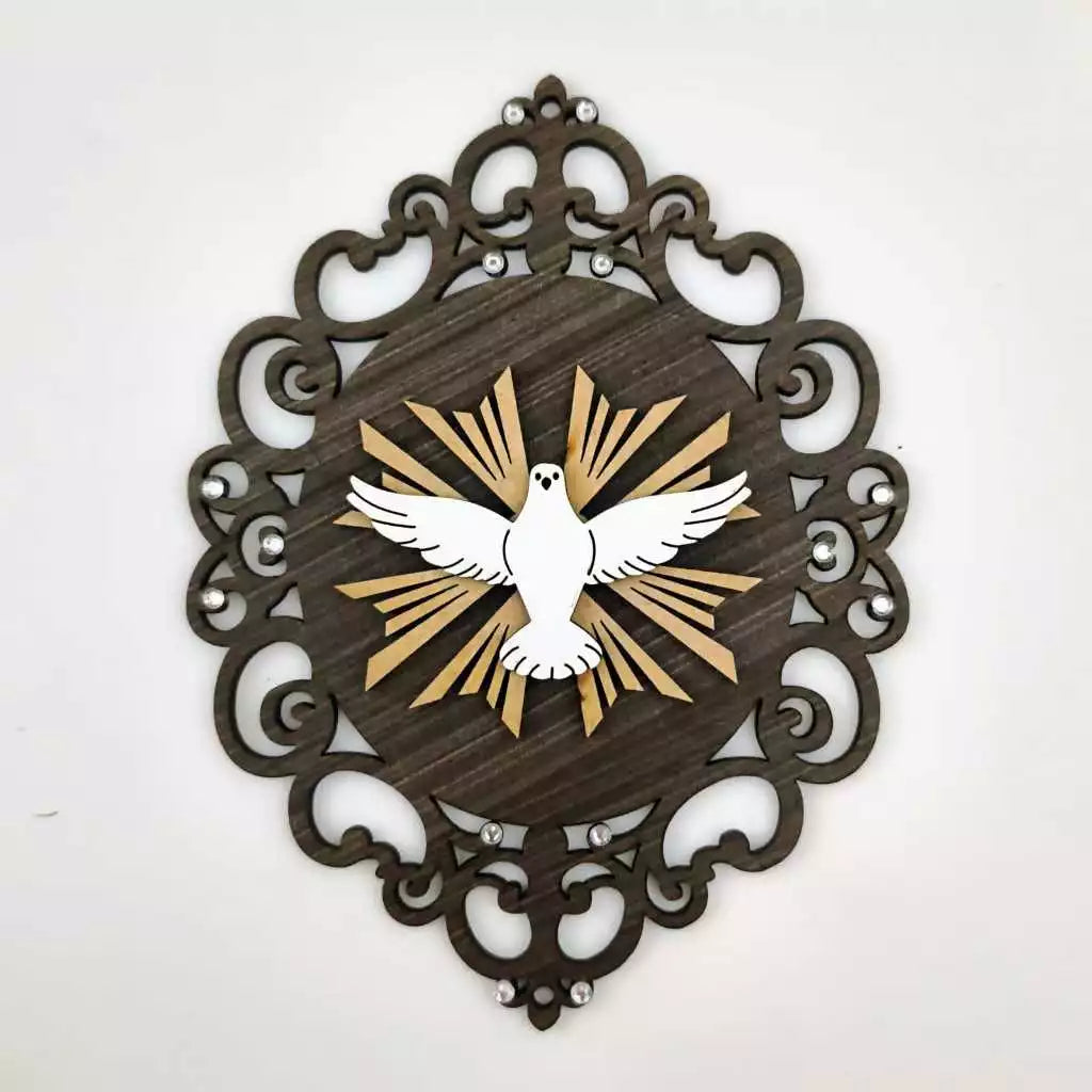 Divino Espirito Santo Placa Renda Linda Porta de Entrada Proteção