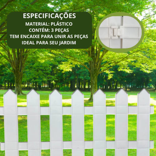Kit 3 Cercas Plástica Decorativa Jardim Inglês