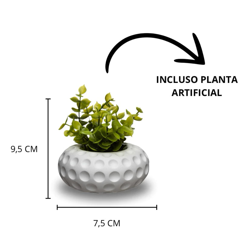 Conjunto Decorativo com 6 Vasos Incluso Planta Artificial