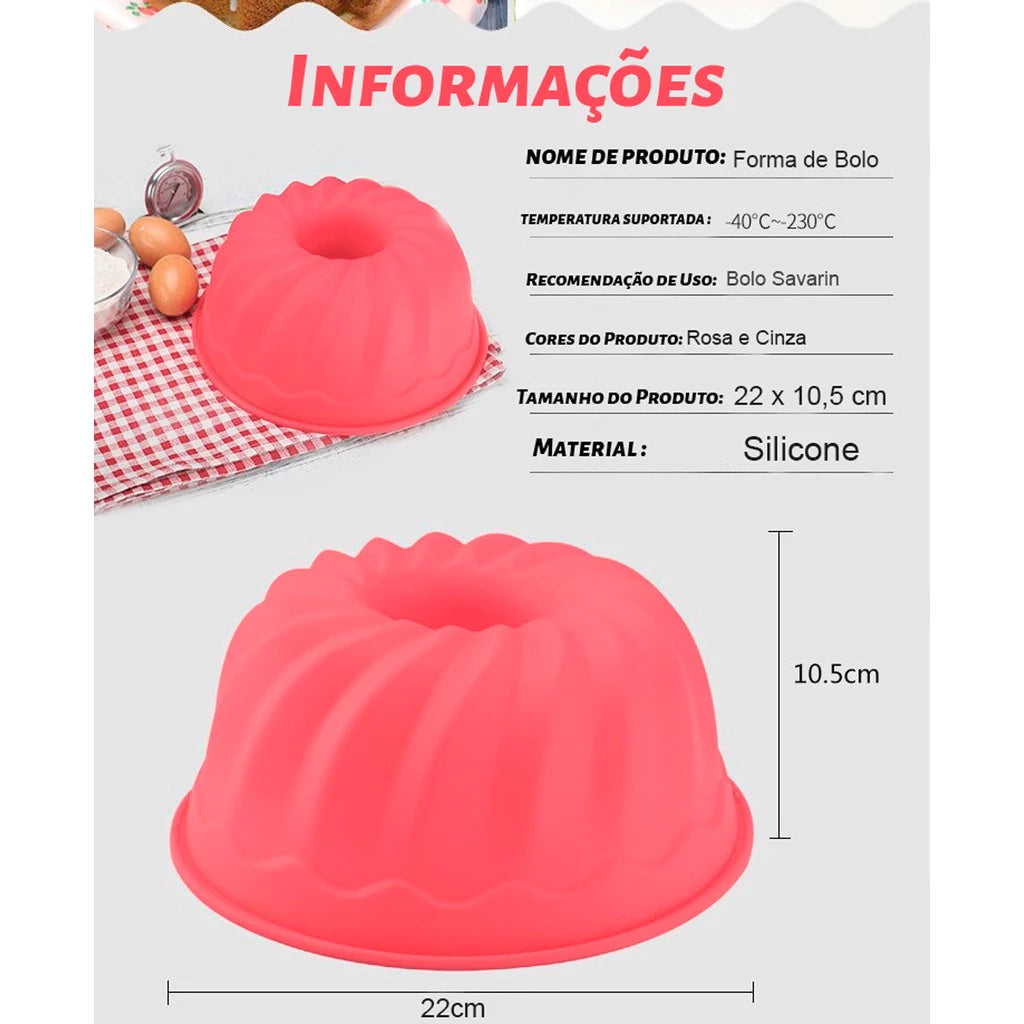 Assadeira Forma De Silicone Para Bolo Pudim Torta Mousse