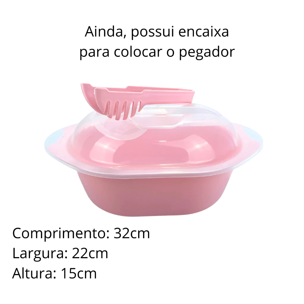 Kit Saladeira e Escorredor Rosa 3 Litros com Tampa e Pegador