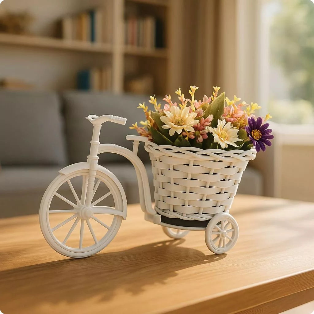 Arranjo Bicicleta Decorativa Artificial Folhagem Rosa