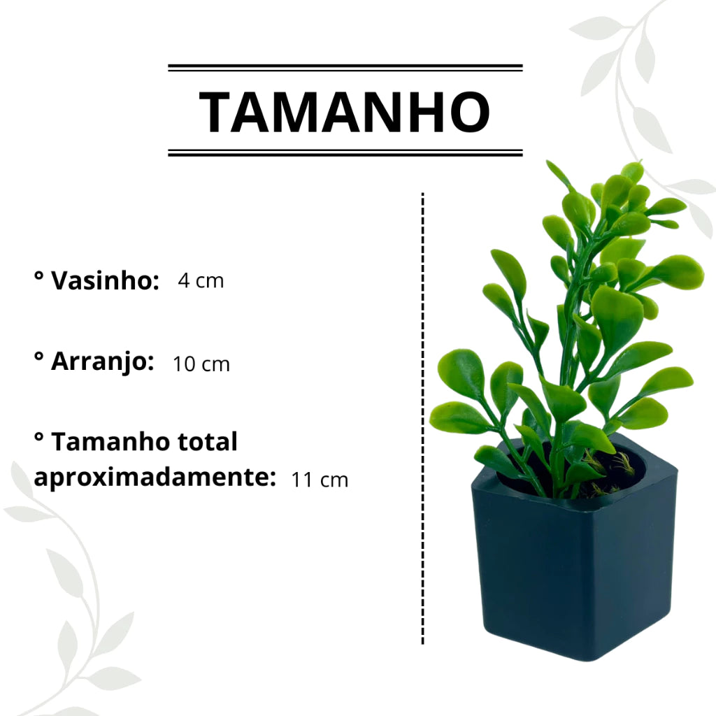 Combo Duas Decorações - Kit 4 Vasinhos + 1 Vaso Médio em Acrílico com Plantas Artificiais
