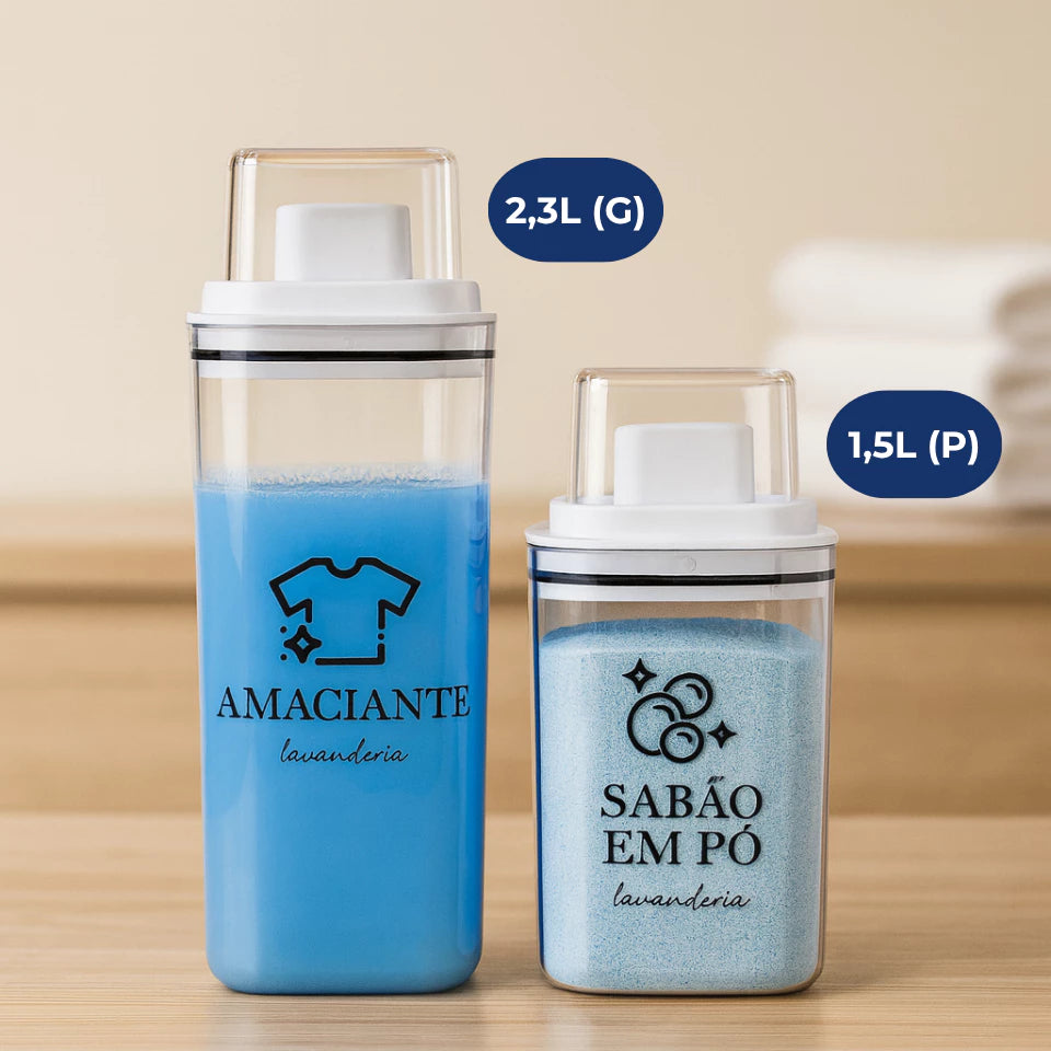 Dispenser Organizador Acrílico - Amaciante, Sabão em Pó e Liquido, Tira Manchas