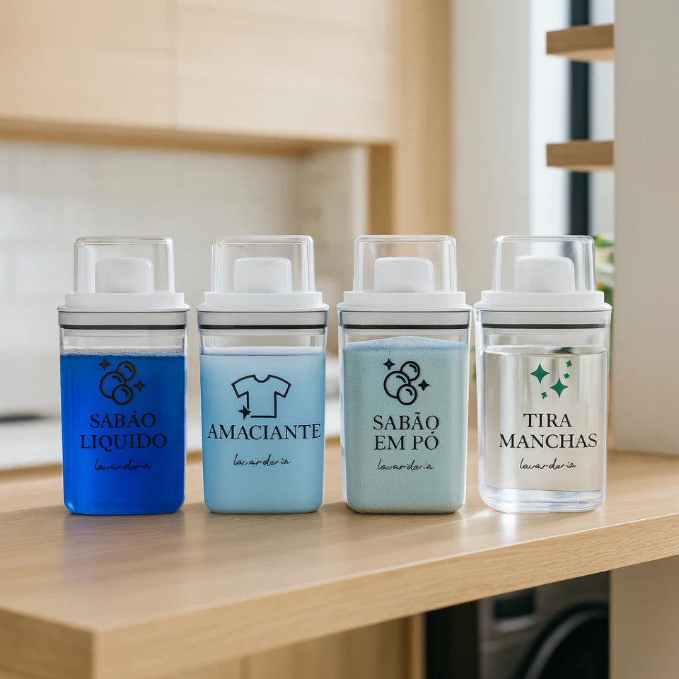 Dispenser Organizador Acrílico - Amaciante, Sabão em Pó e Liquido, Tira Manchas