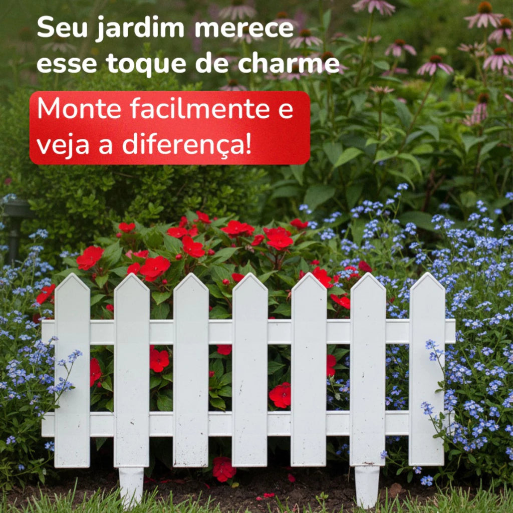 Kit com 24 Cercas Plásticas Decorativas para Jardim Inglês