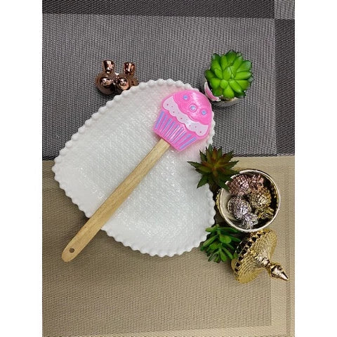 Espátula Silicone Formato de Cupcake com Cabo de Madeira