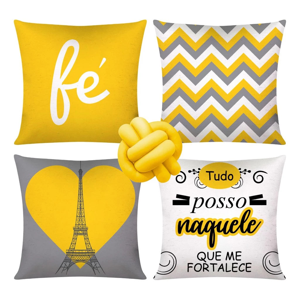 Kit 4 capas de almofadas decorativas + Nó