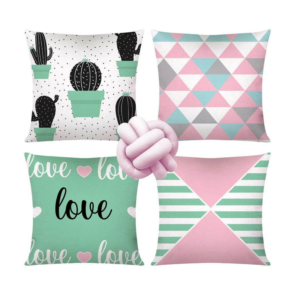 Kit 4 capas de almofadas decorativas + Nó
