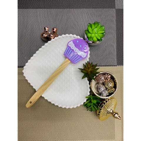 Espátula Silicone Formato de Cupcake com Cabo de Madeira
