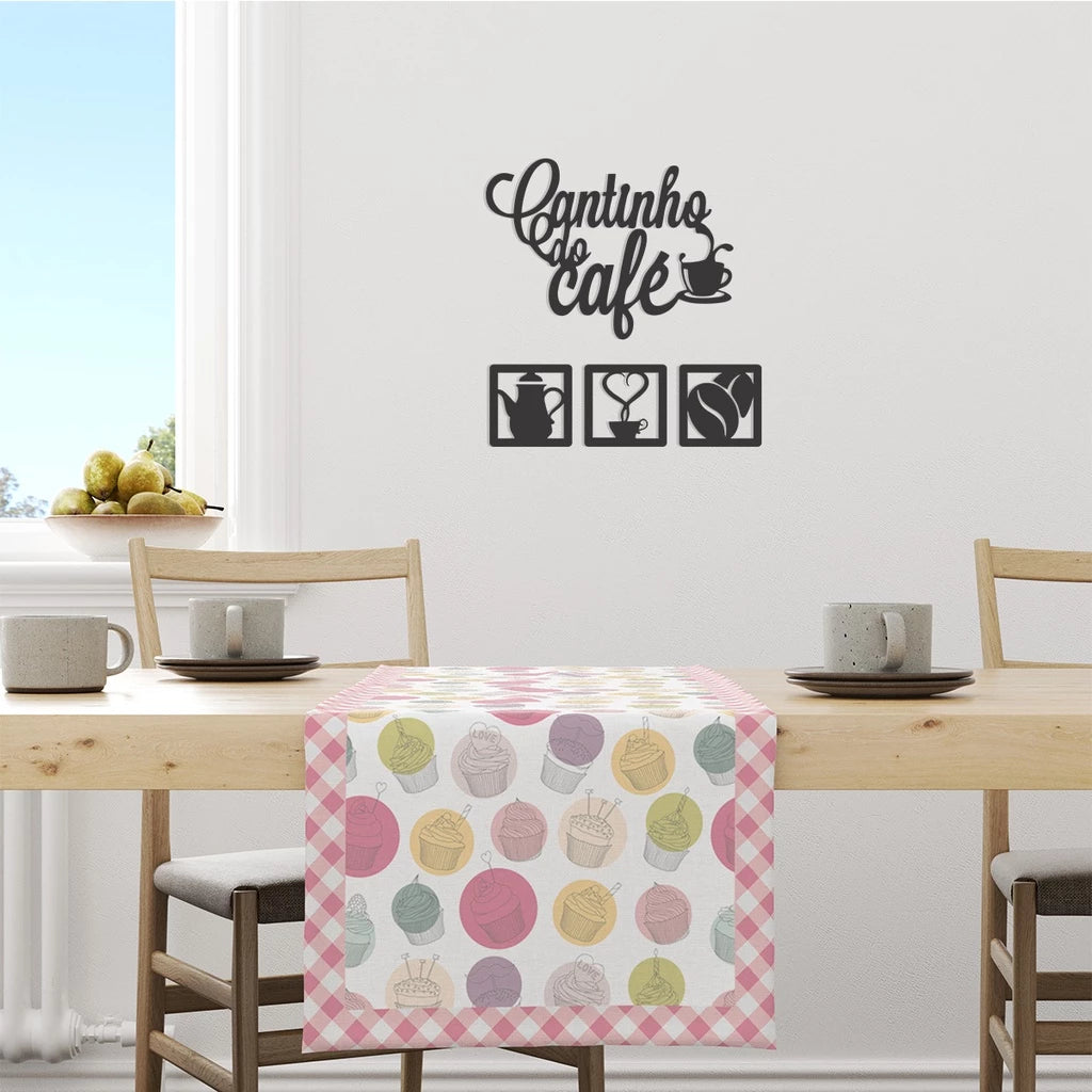 Kit Cantinho do Café 4 Peças para Decoração de Cozinha em Mdf