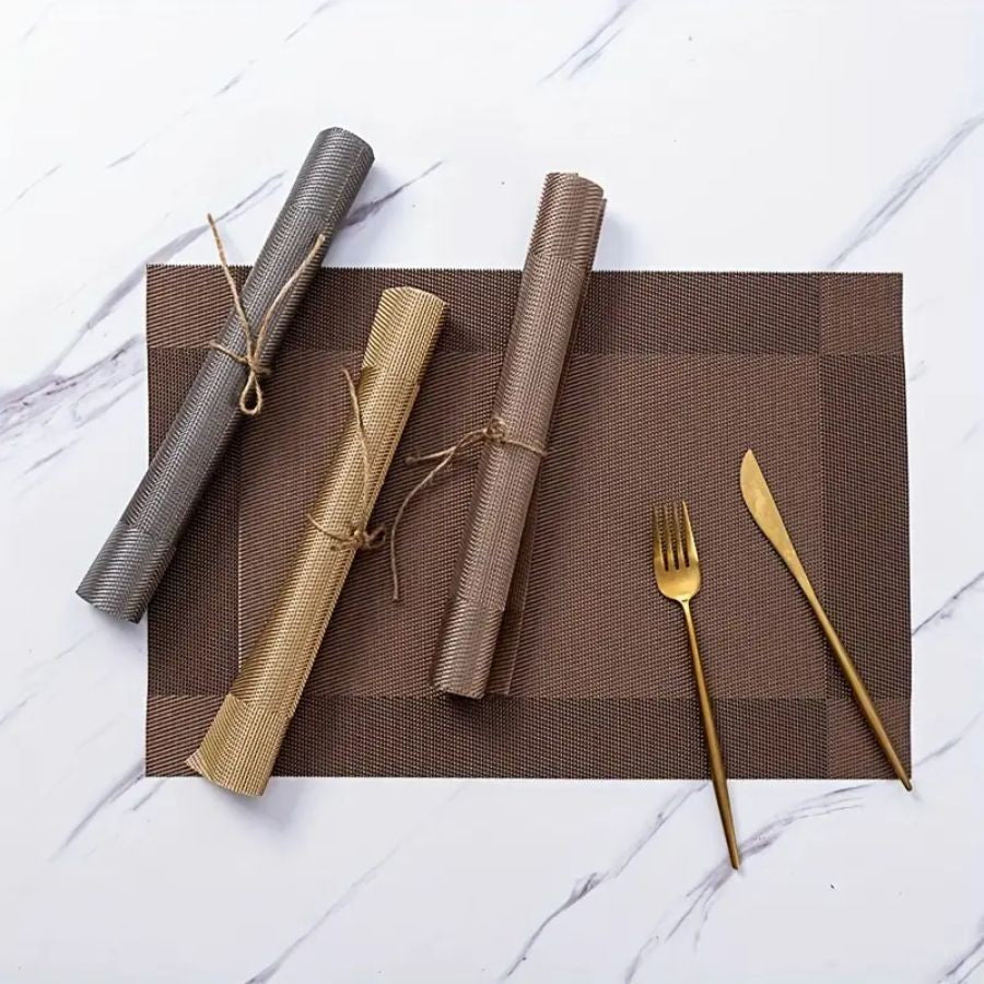 KIT 4 ou 6 Jogo Americano Metalizado em PVC Retangular Mesa Posta Sousplat