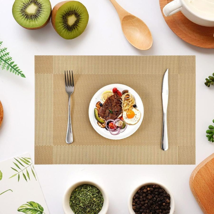 KIT 4 ou 6 Jogo Americano Metalizado em PVC Retangular Mesa Posta Sousplat