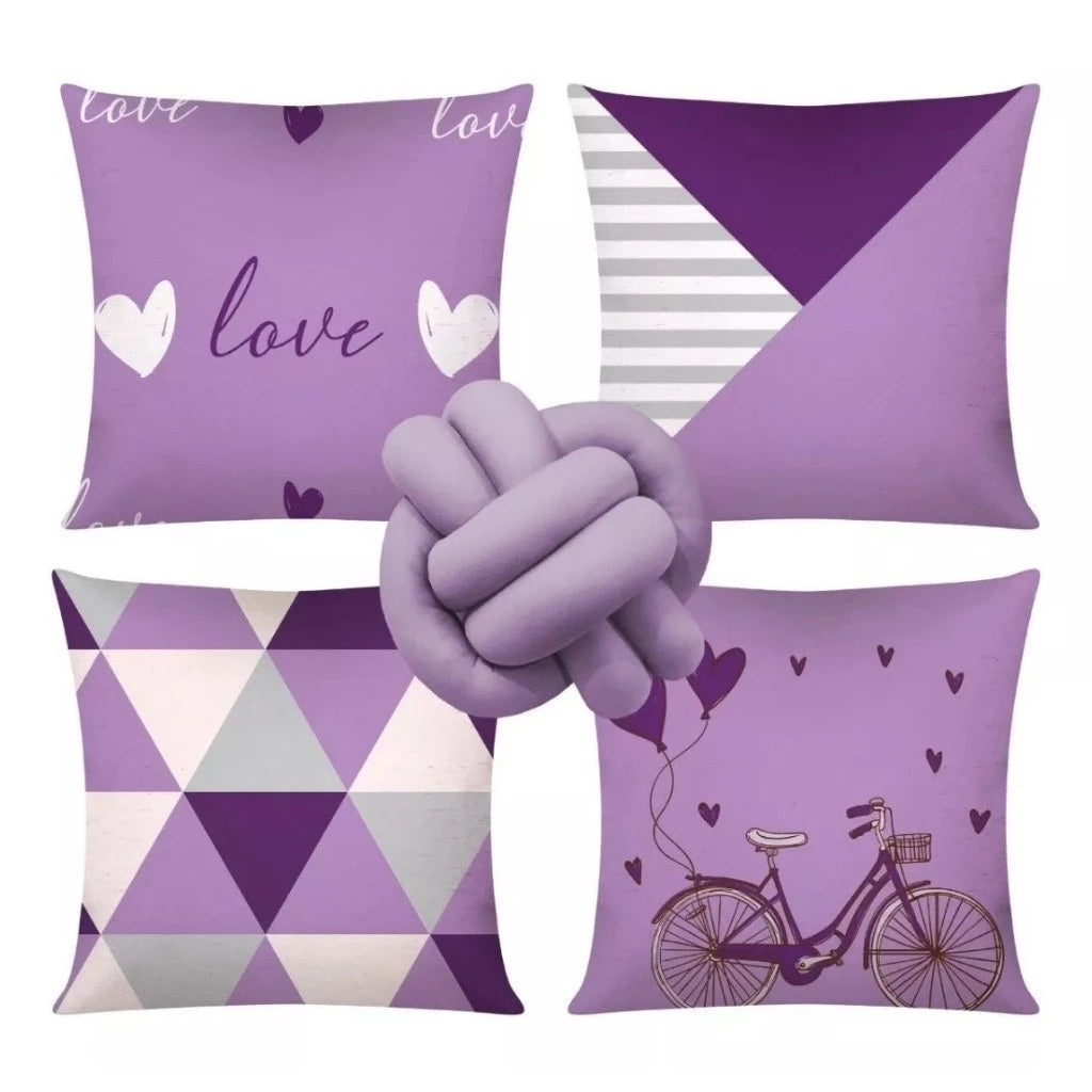 Kit 4 capas de almofadas decorativas + Nó