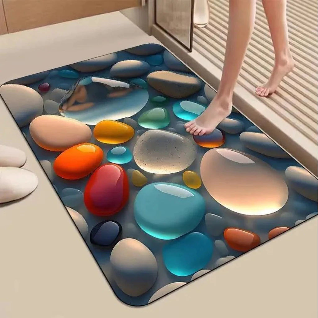 Tapete Estilo 5D De Secagem Rápida Em Microfibra Antiderrapante Para Banheiro / Porta De Entrada