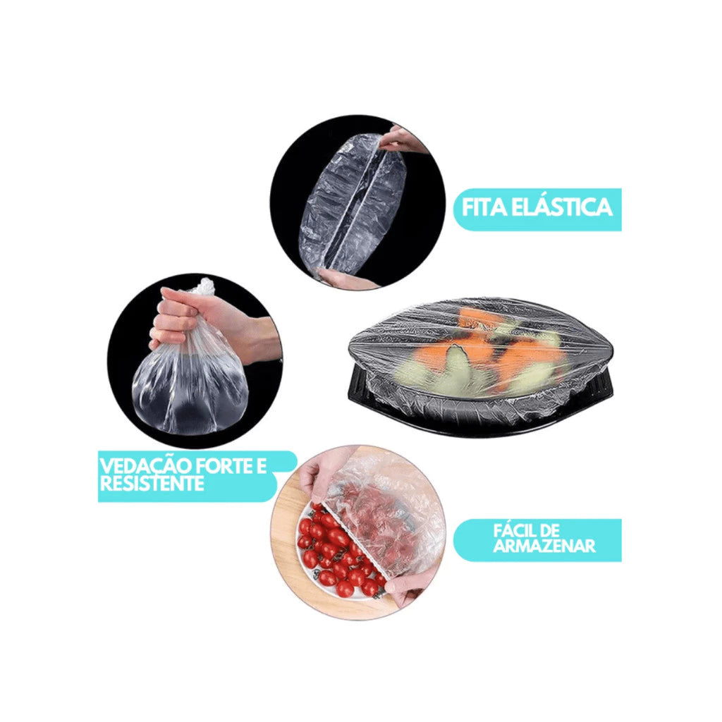 KIT 300 Tampa De Plástico Descartável Para Alimento