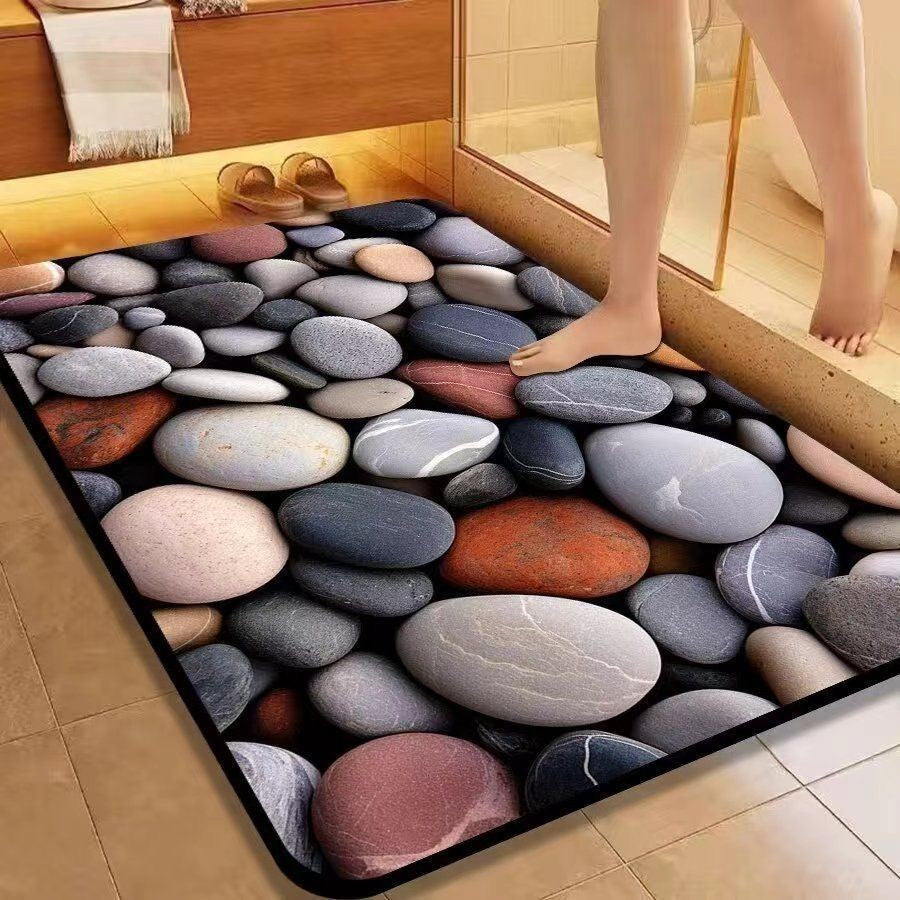 Tapete Estilo 5D De Secagem Rápida Em Microfibra Antiderrapante Para Banheiro / Porta De Entrada