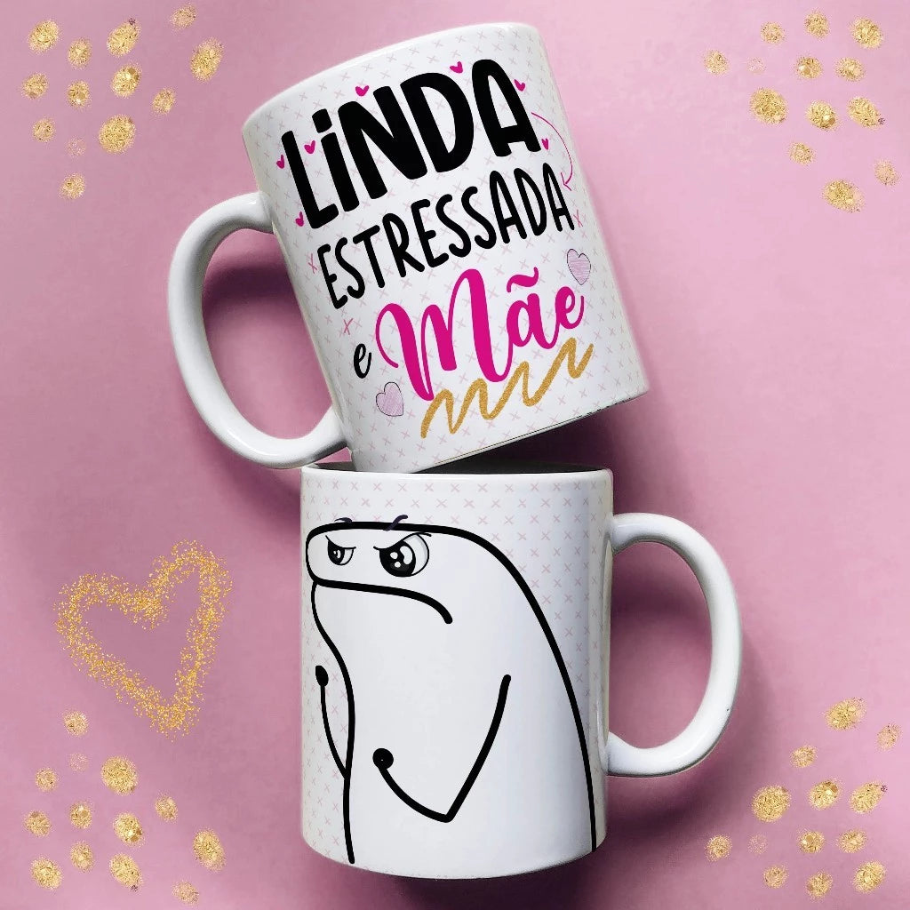 Caneca de Porcelana Flork com frases divertidas Mãe Vários Modelos