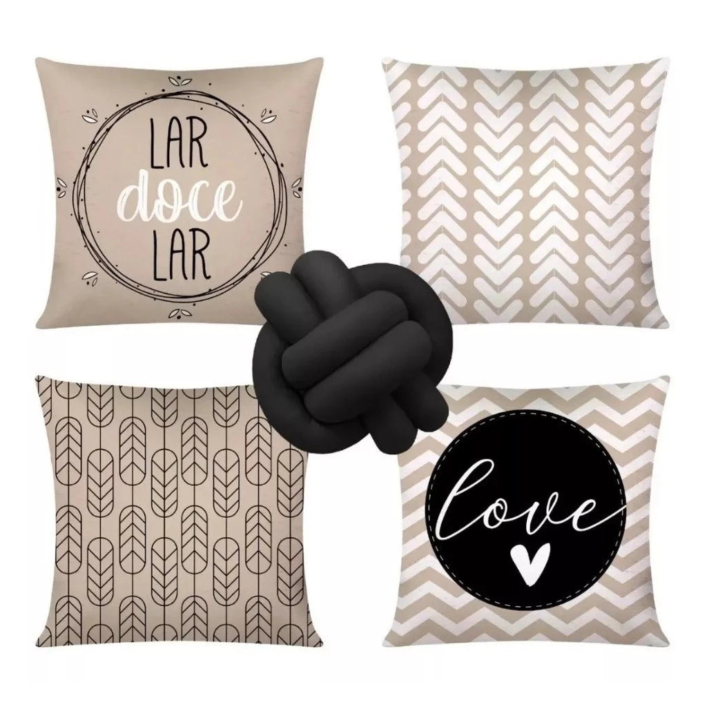 Kit 4 capas de almofadas decorativas + Nó