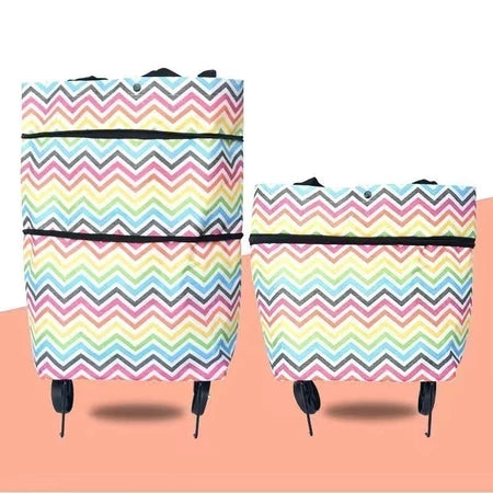 Bolsa de compras dobrável com rodas para feira